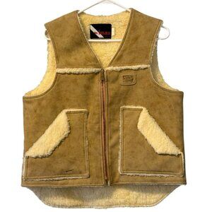 Wiman 80's Sherpa Lined Rancher Vest‎ Men’s Sz M Made USA Zip Kent Logo Vintage